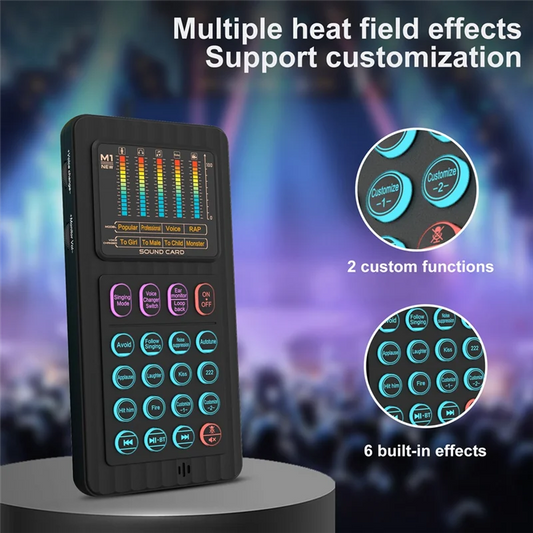 M1 Pro Voice Changer LED light show 12 voices 6 effects